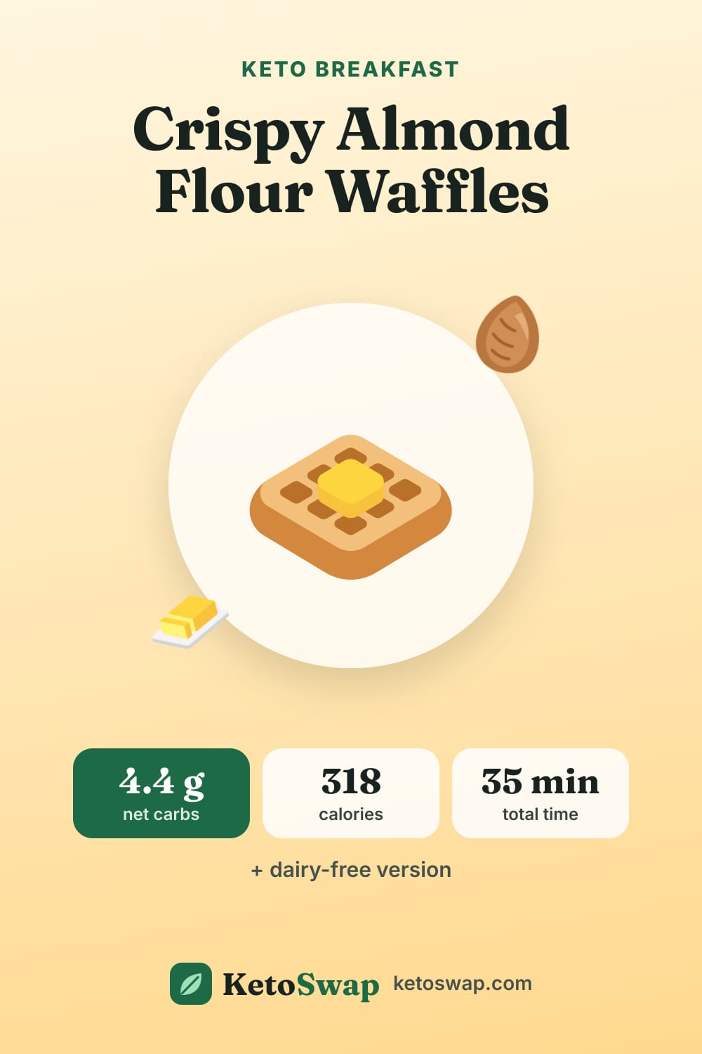 Crispy Almond Flour Waffles — pin image