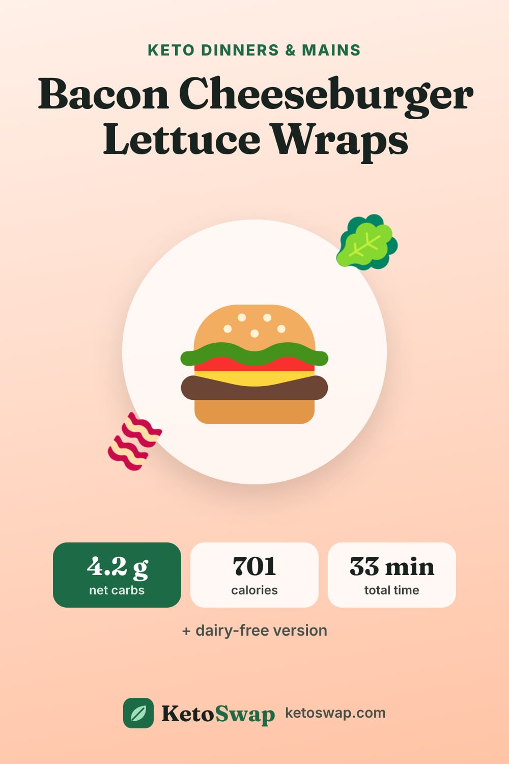 Bacon Cheeseburger Lettuce Wraps — pin image