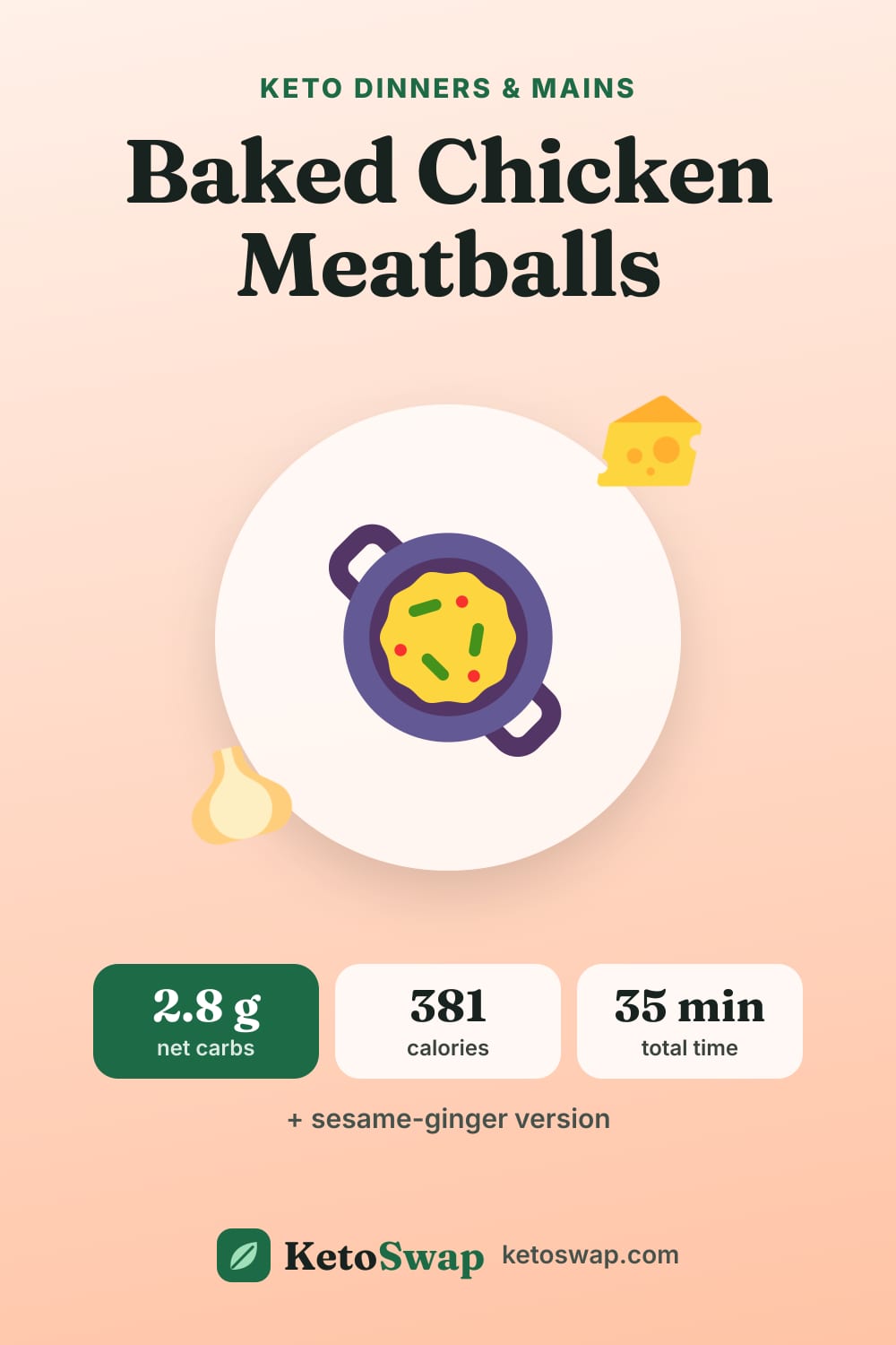 Baked Chicken Meatballs — pin image