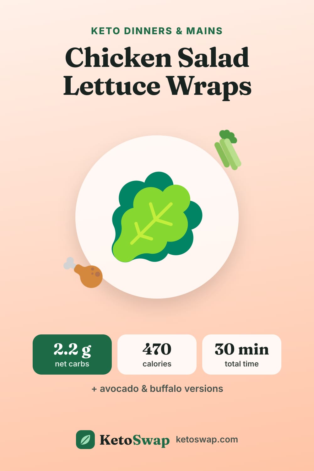 Chicken Salad Lettuce Wraps — pin image