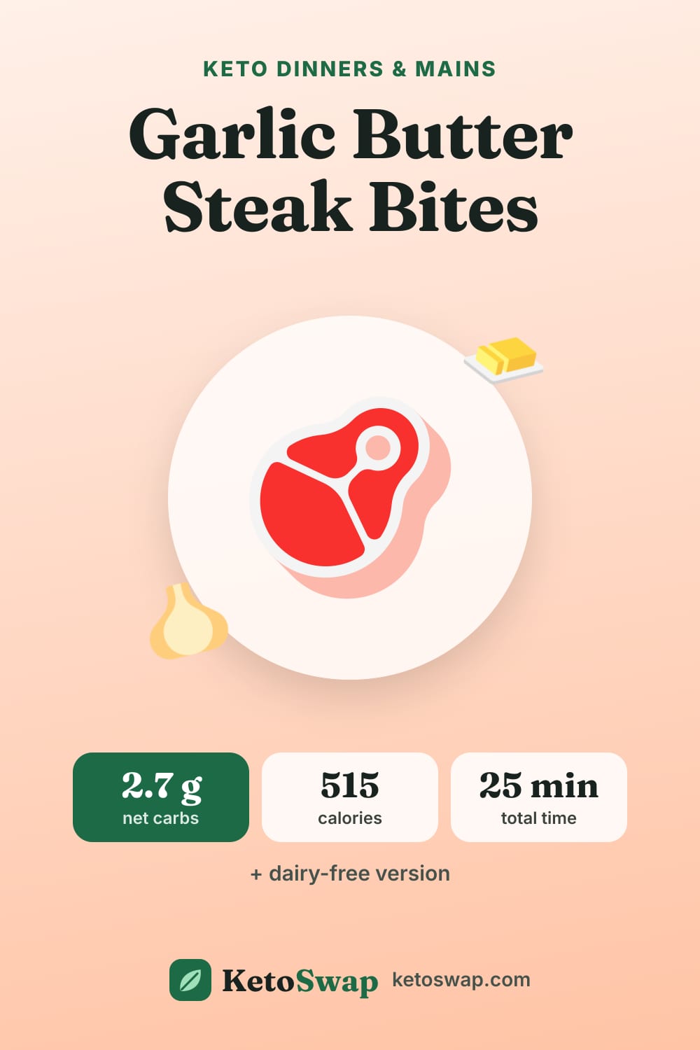 Garlic Butter Steak Bites — pin image