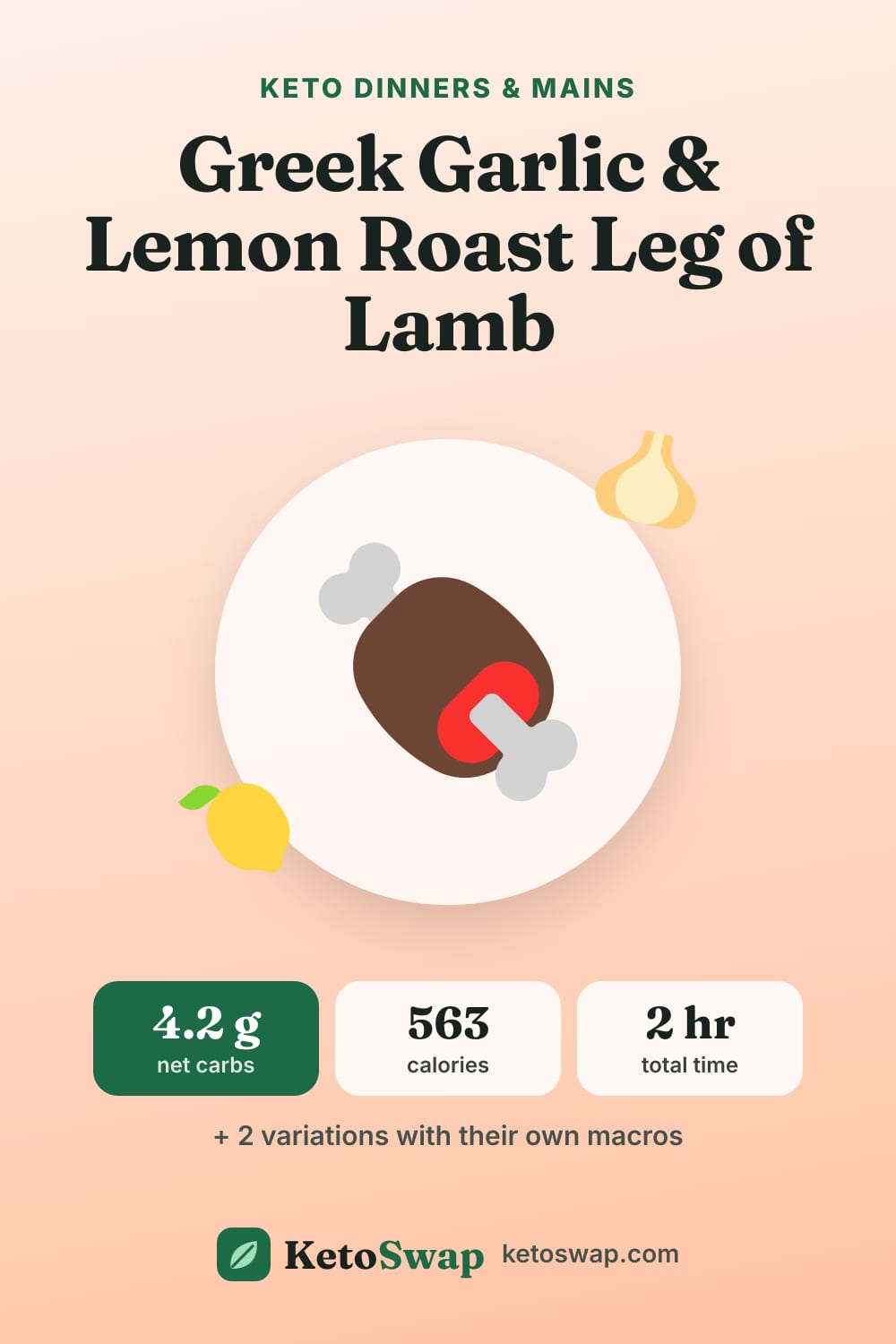 Greek Garlic & Lemon Roast Leg of Lamb — pin image
