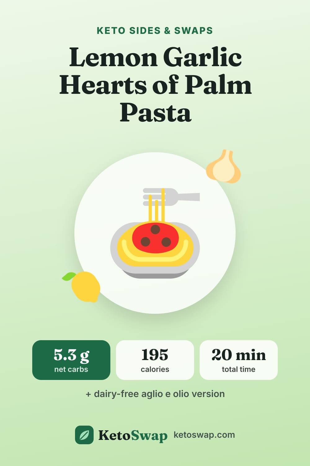 Lemon Garlic Hearts of Palm Pasta — pin image