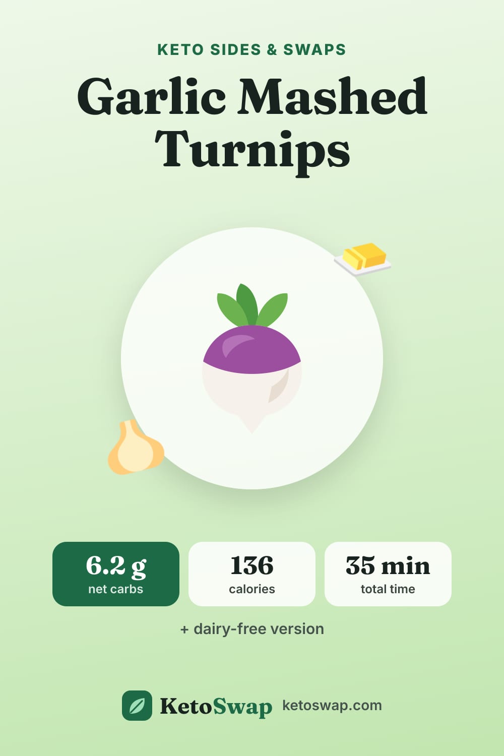 Garlic Mashed Turnips — pin image