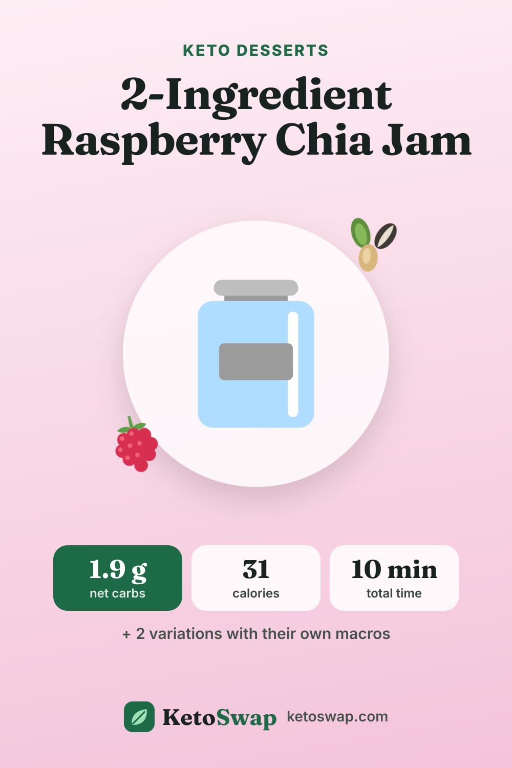2-Ingredient Raspberry Chia Jam — pin image