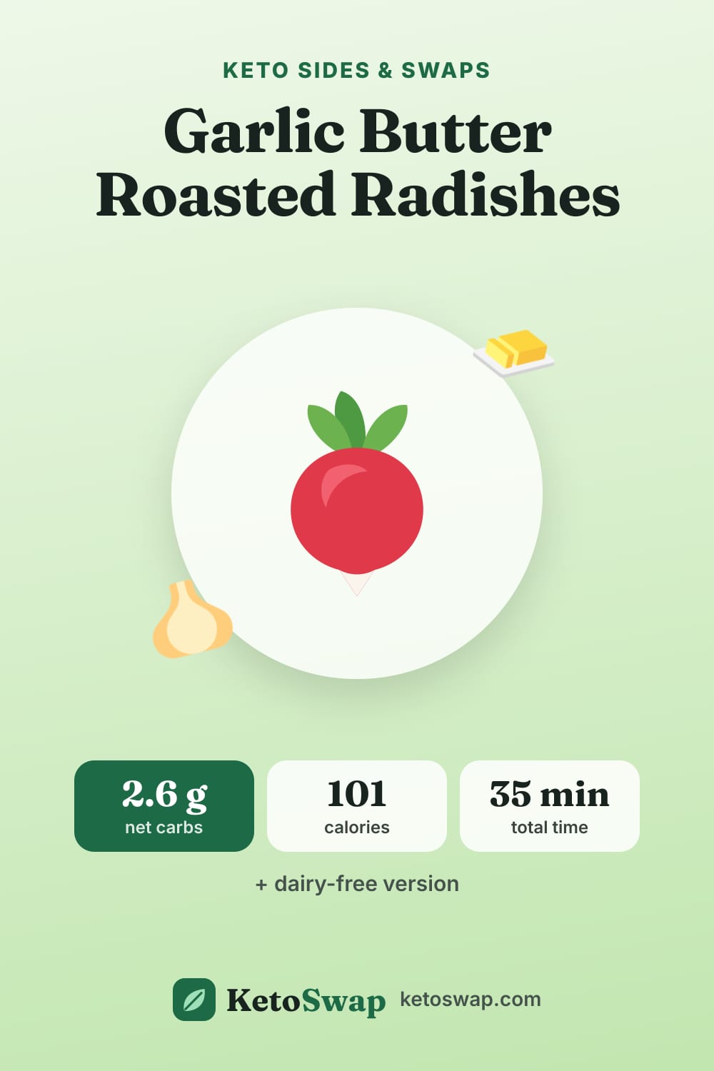 Garlic Butter Roasted Radishes — pin image