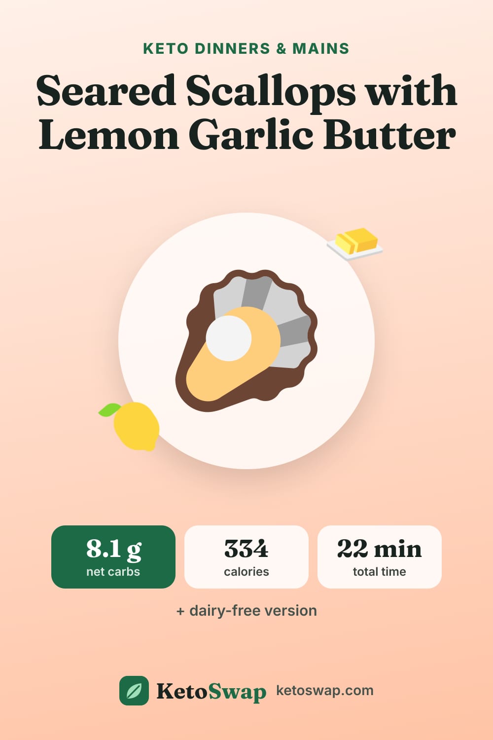 Seared Scallops with Lemon Garlic Butter — pin image