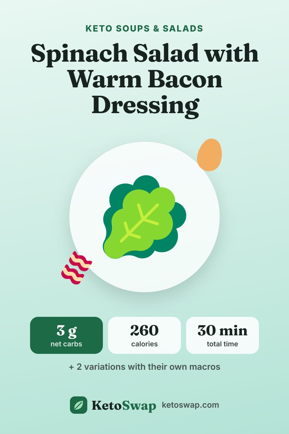 Spinach Salad with Warm Bacon Dressing — pin image