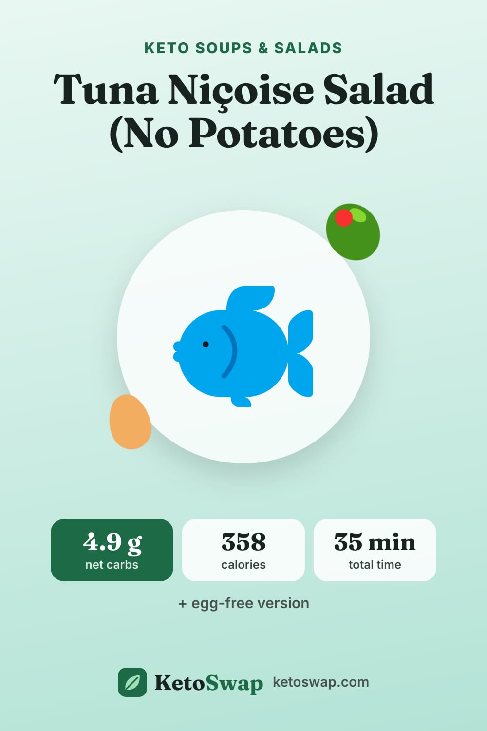 Tuna Niçoise Salad (No Potatoes) — pin image
